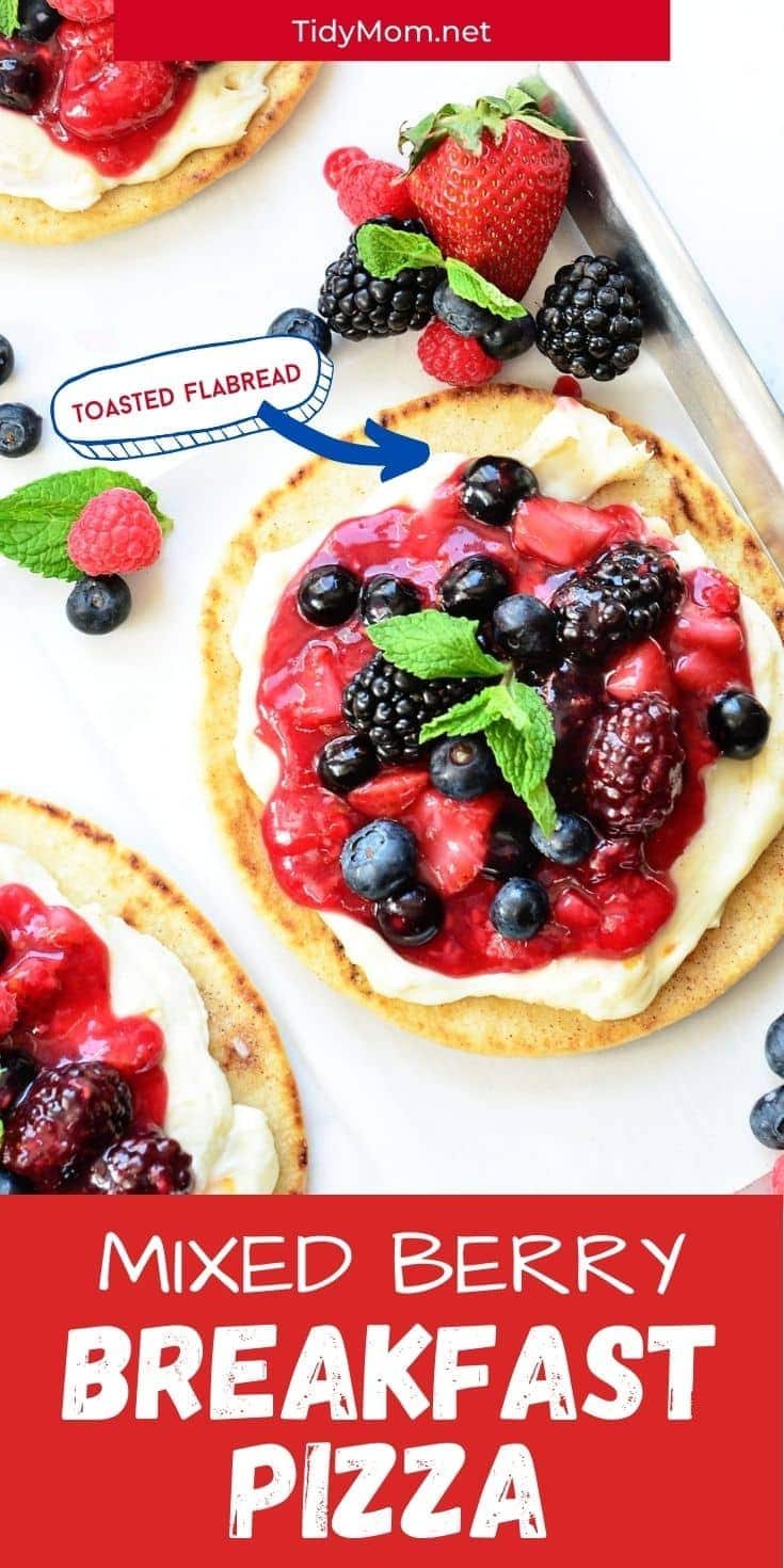 fruit breakfast pizzas on a pan