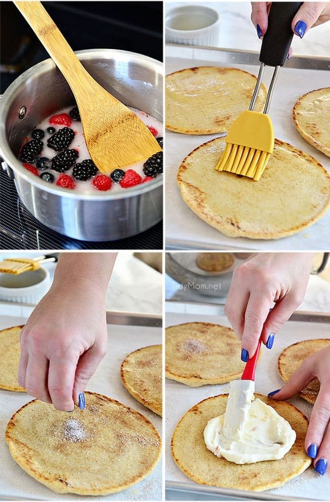 step-by-step photos of how to make mixed berry pizzas