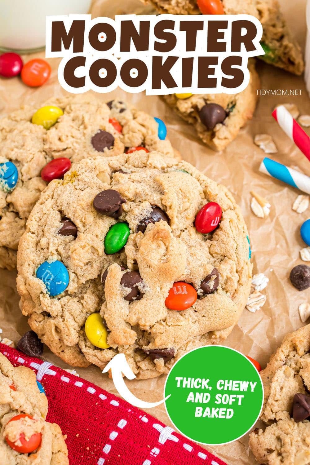 peanut butter monster cookies close up
