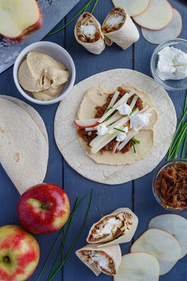 Mother’s Day Brunch Meal Plan recipes, printables and decor at cetcu.com Caramelized Onion Apple Wraps with Hummus recipe