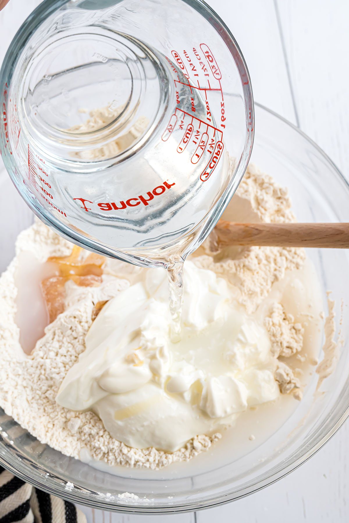 mixing sourdough bread dough