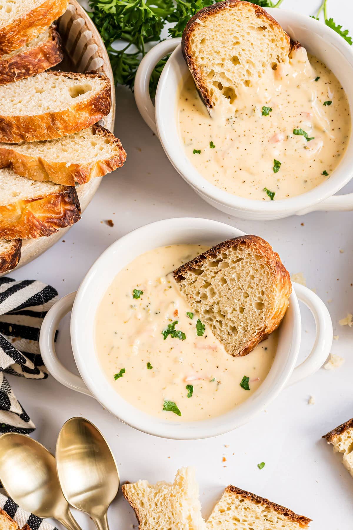 soup with artisan sourdough bread