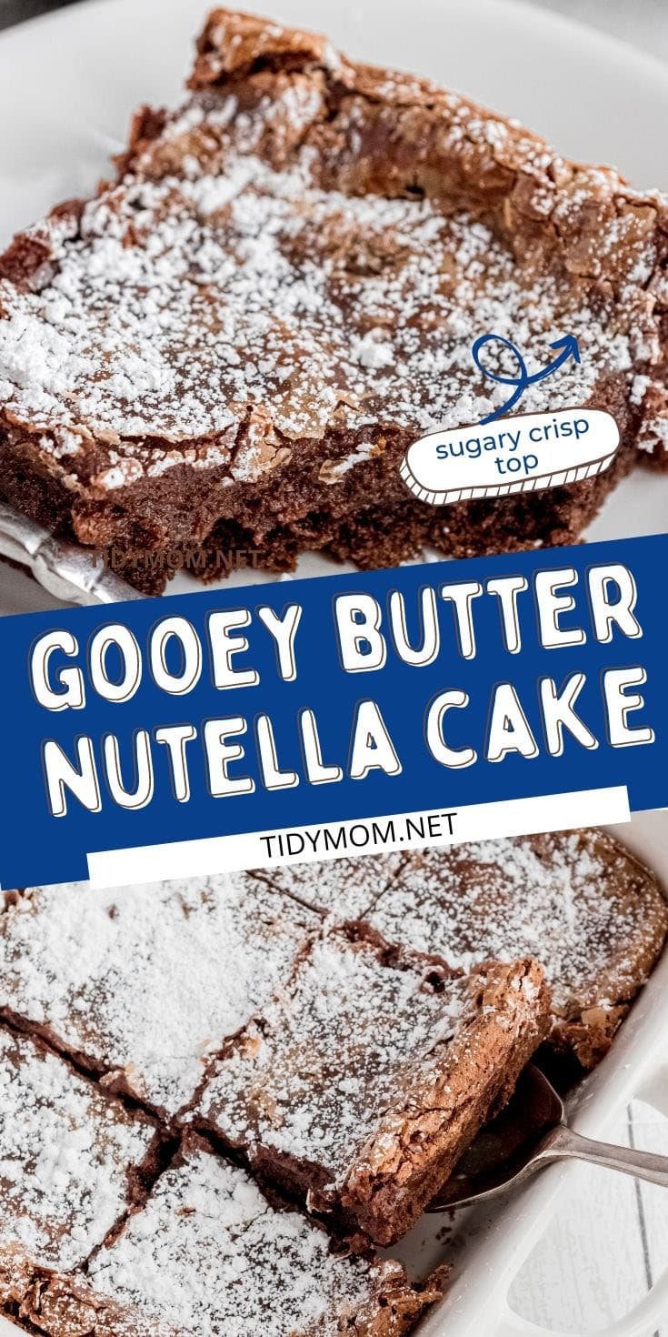 Nutella cake in a white dish and a serving on a plate