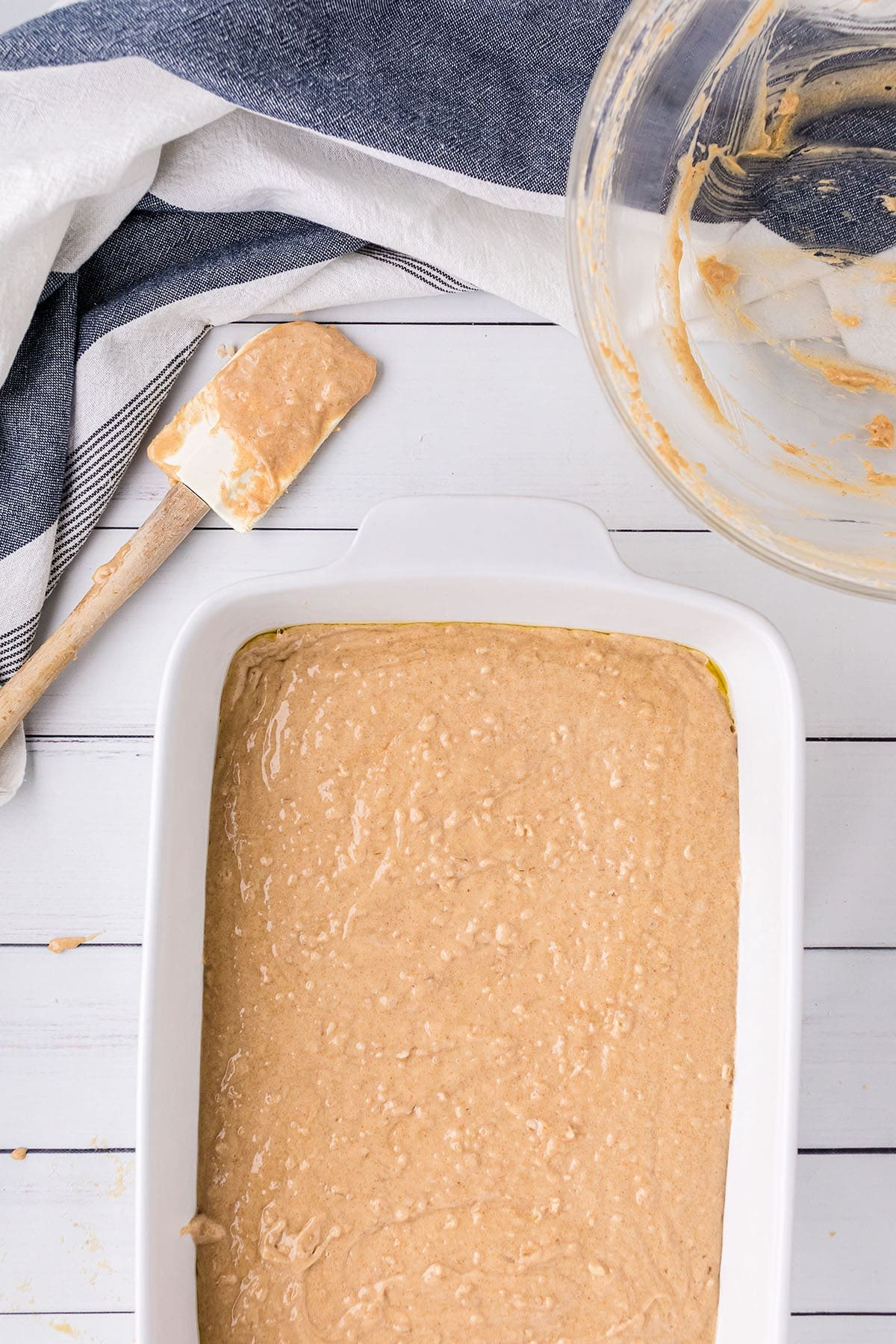 cake batter in baking dish