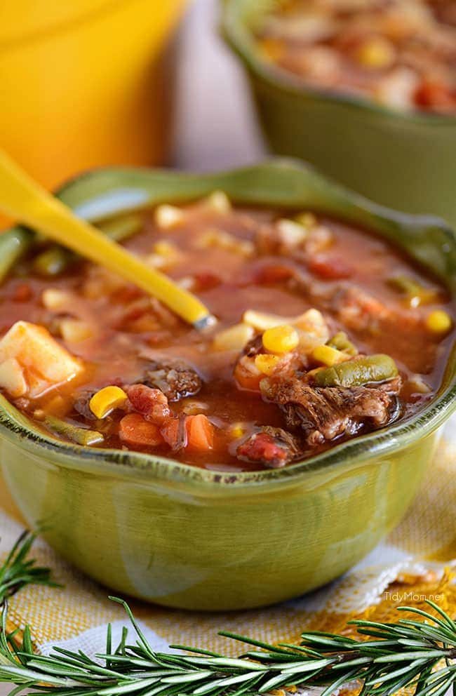 Delicious and hearty Old Fashioned Vegetable Beef Soup like Grandma used to make. A delicious family favorite for generations. Print full recipe at cetcu.com