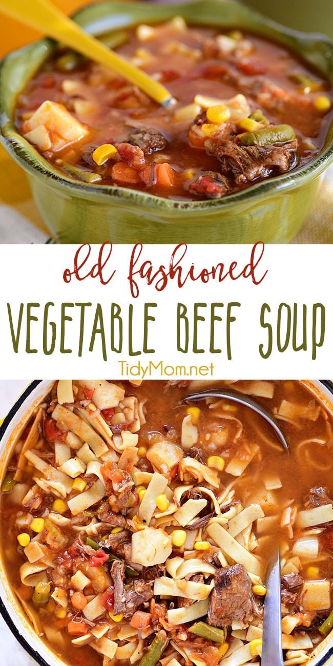 Delicious and hearty Old Fashioned Vegetable Beef Soup like Grandma used to make. A family favorite recipe for generations. Print full recipe at cetcu.com