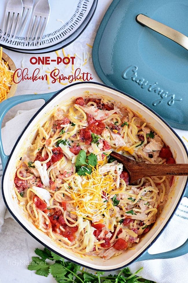 Cheesy One Pot Chicken Spaghetti