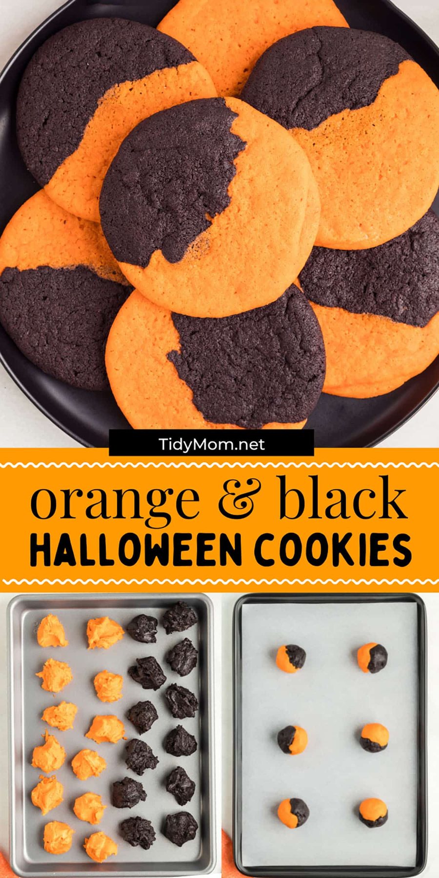 Orange and Black Halloween Cookies photo collage