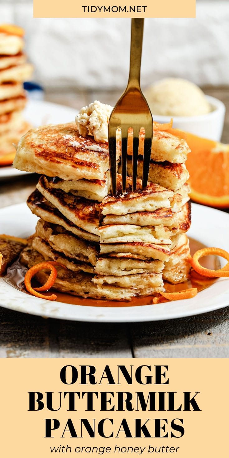 stack of pancakes with a fork