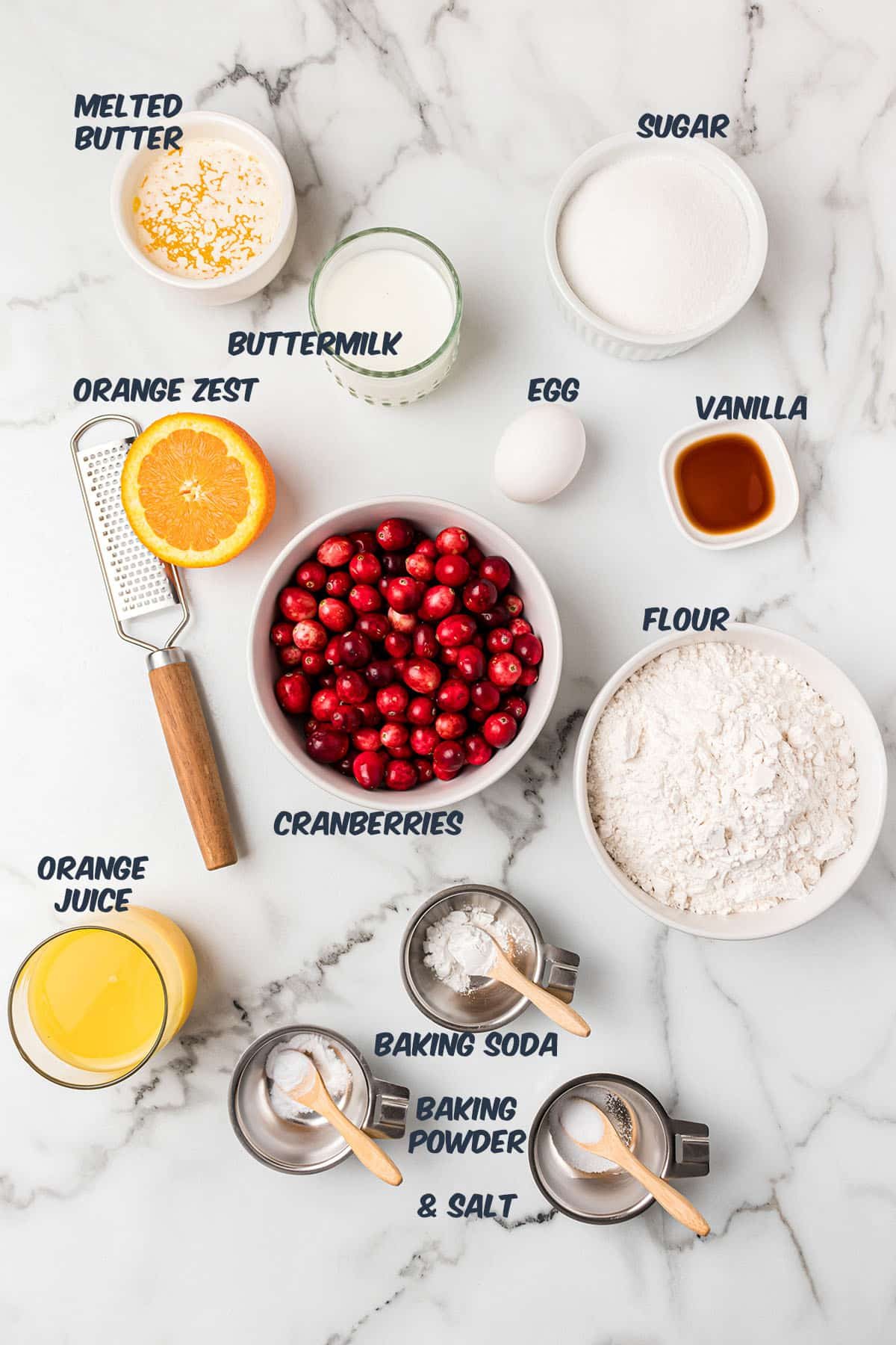 Orange Cranberry Bread ingredients