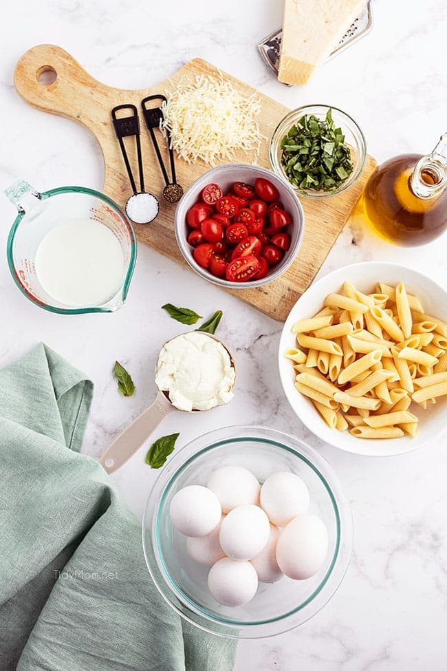 frittata ingredients on a counter