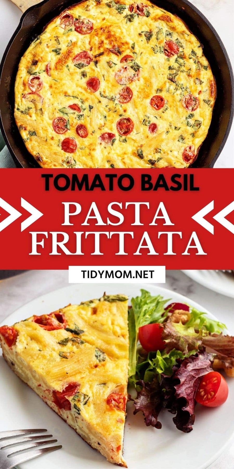 Pasta frittata in cast iron skillet