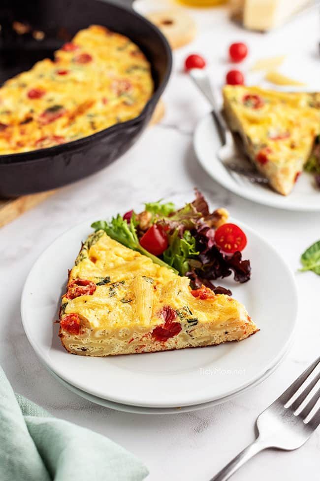 frittata slice on a white plate