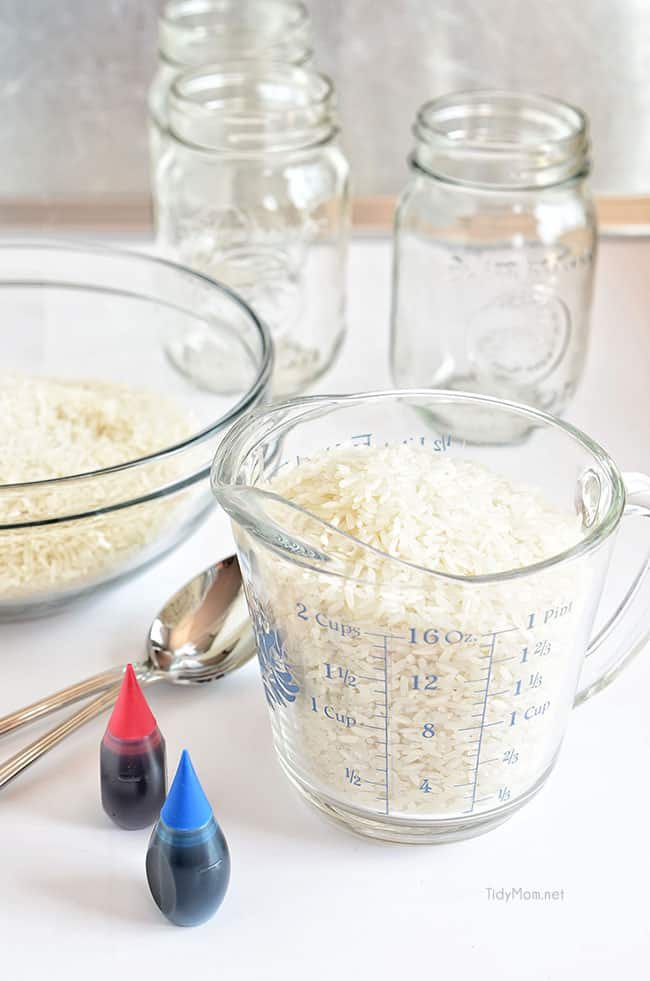 Easy Patriotic Colored Rice Jar supplies at cetcu.com