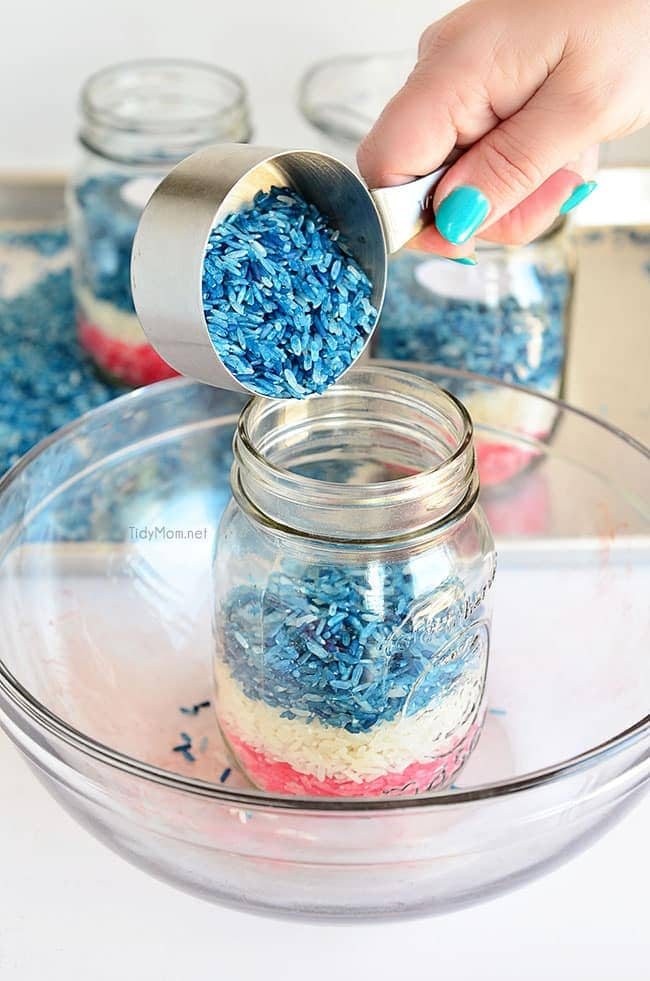 How to Make Patriotic Colored Rice Jars at cetcu.com