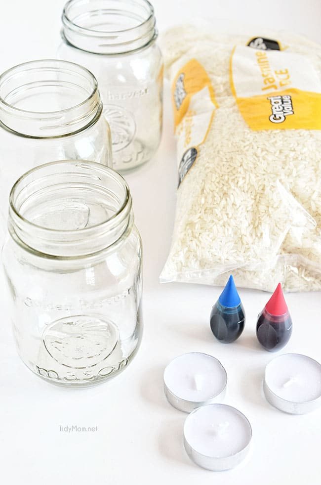 Patriotic Colored Rice Jar supplies at cetcu.com