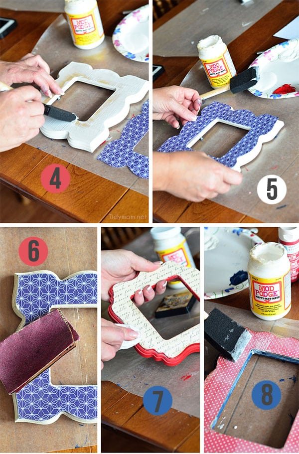 DIY Patriotic Mod Podge Frames tutorial + free printables at cetcu.com