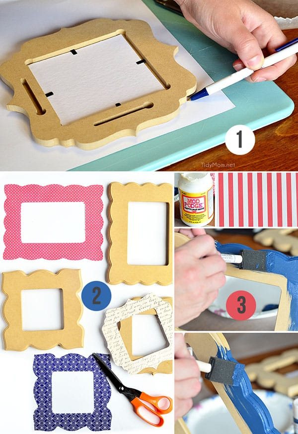 DIY Patriotic Mod Podge Frames tutorial + free printables at cetcu.com