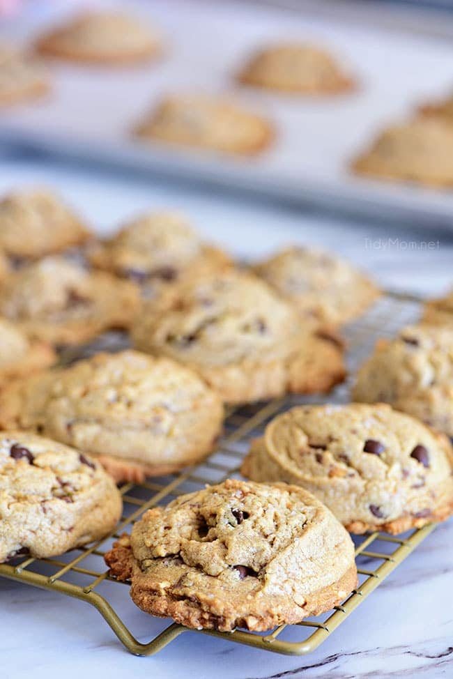 Peanut Butter Blowout Cookies are loaded with peanut butter, chocolate chips, peanut butter cups and honey roasted peanuts. Print the full recipe at cetcu.com
