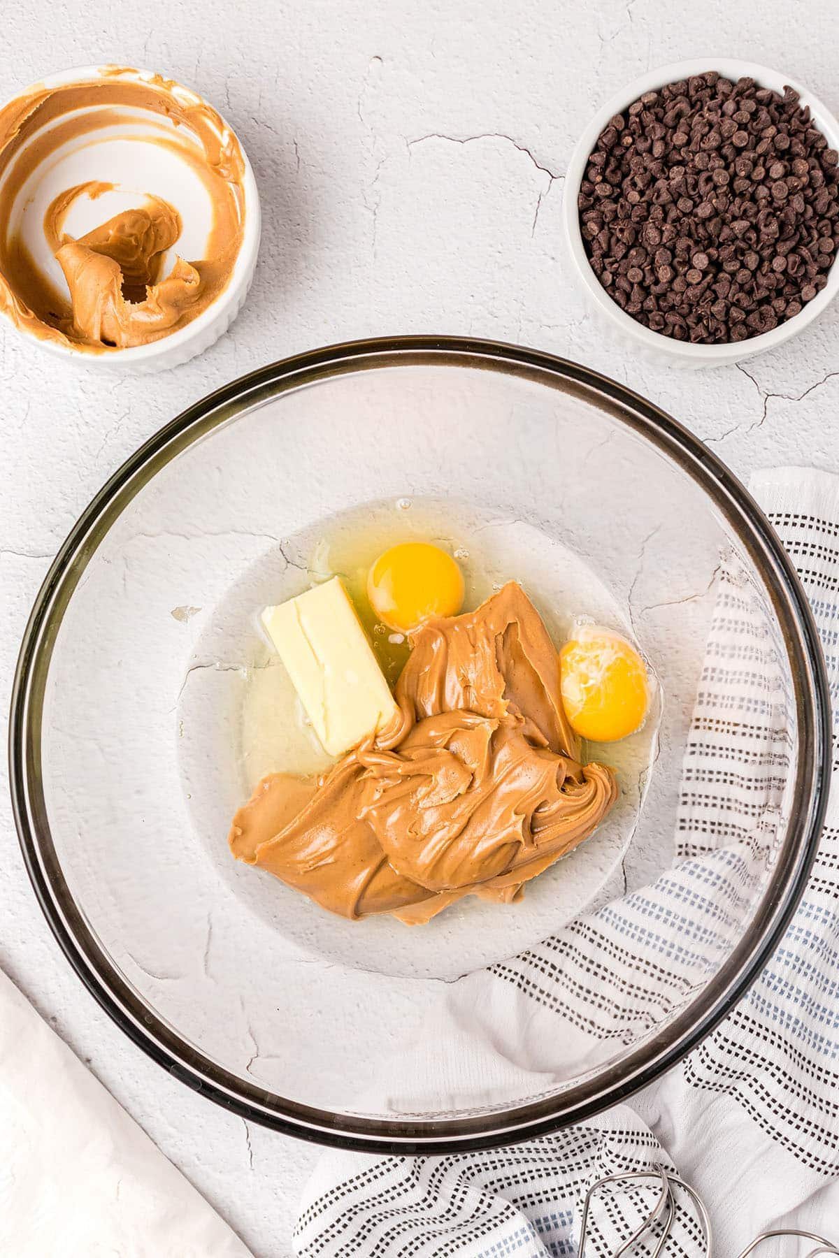 wet ingredients in a bowl for making cookies