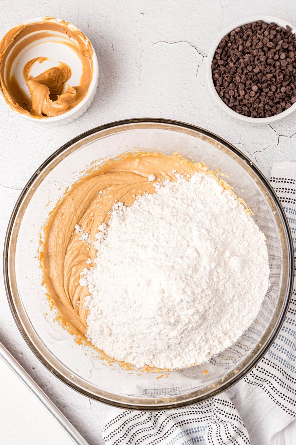 mixing cookie dough with cake mix