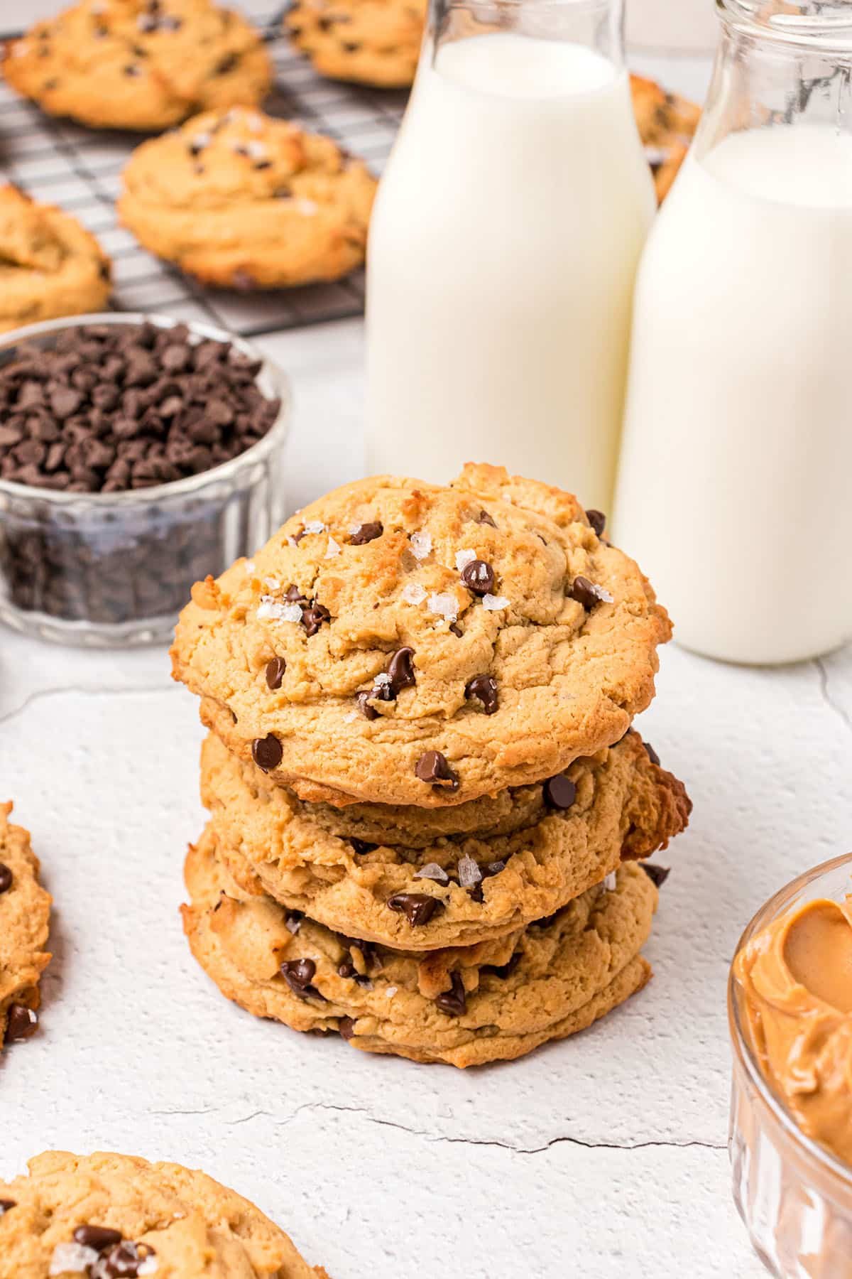 stack of 4 cookies on a counter