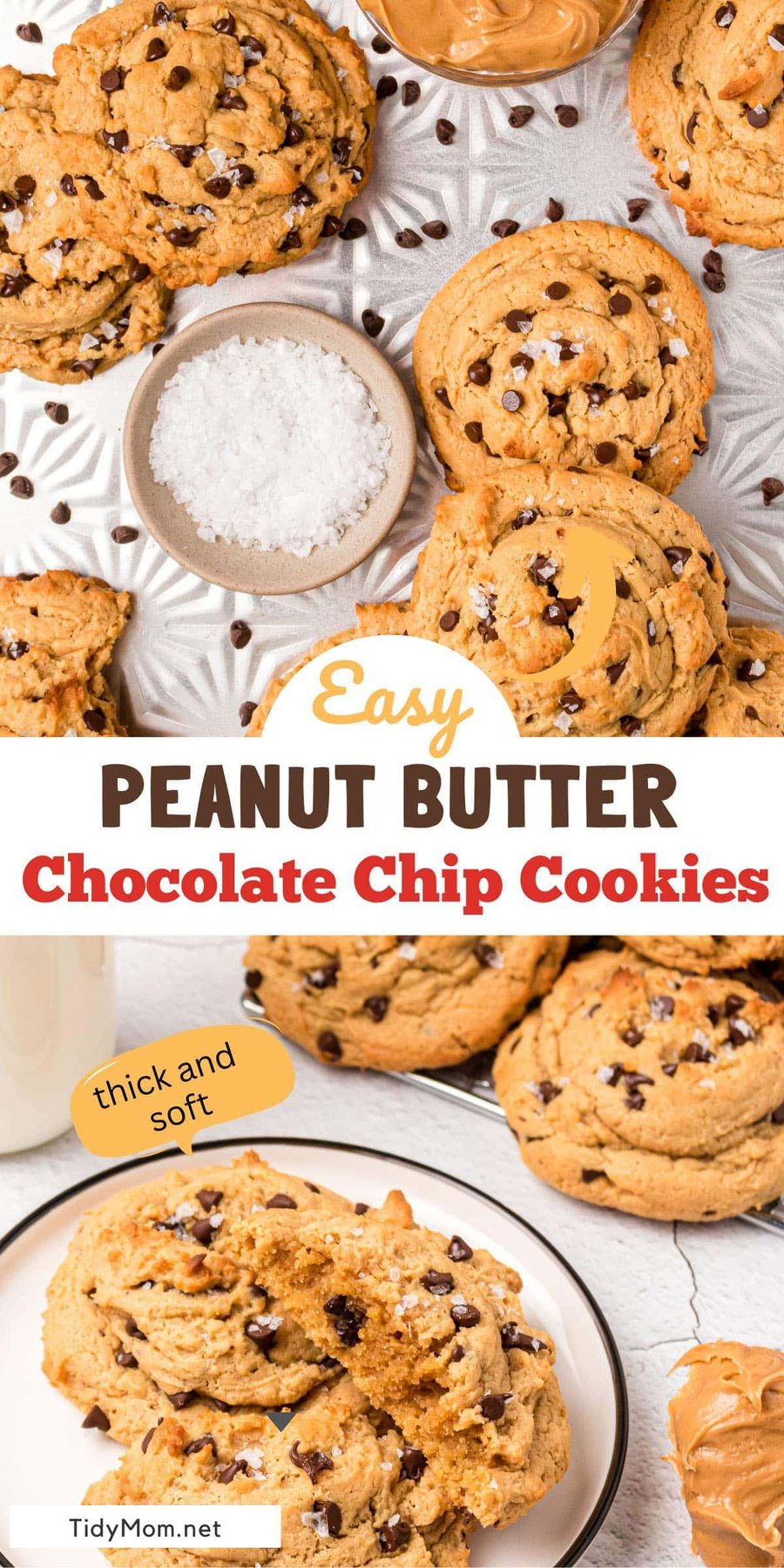 Peanut Butter Chocolate Chip Cake Mix Cookies photo collage
