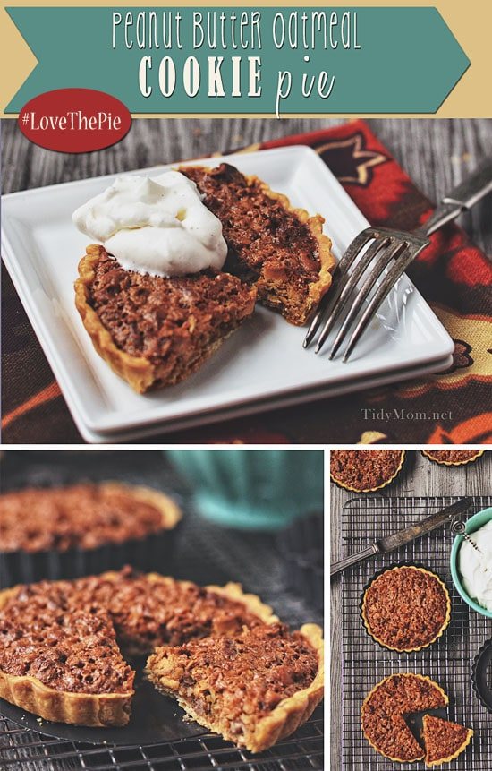 Do not to deny yourself the pleasure of this Peanut Butter Oatmeal Cookie Pie! This rugged pie travels well and will remind you of a big fat Peanut Butter Oatmeal cookie! get this pie recipe at cetcu.com
