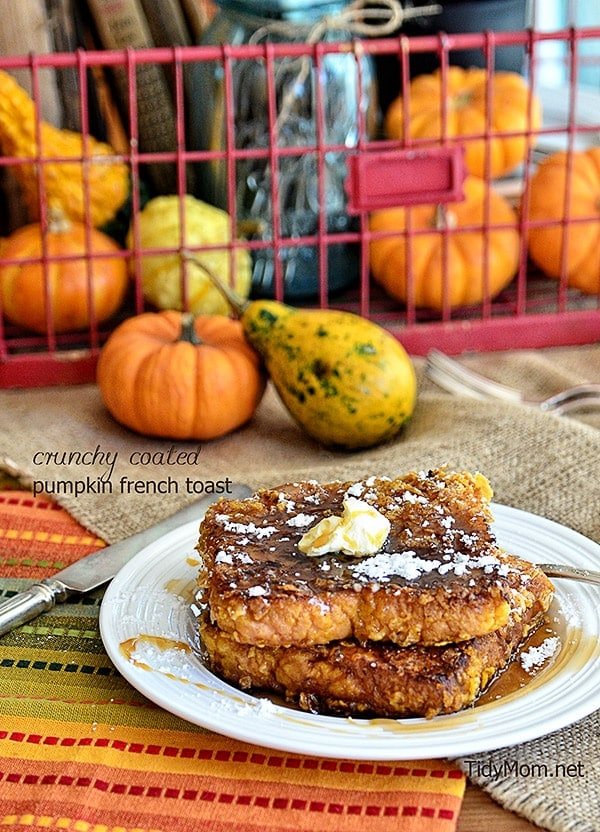 Bacon Fried Cereal Coated Pumpkin French Toast