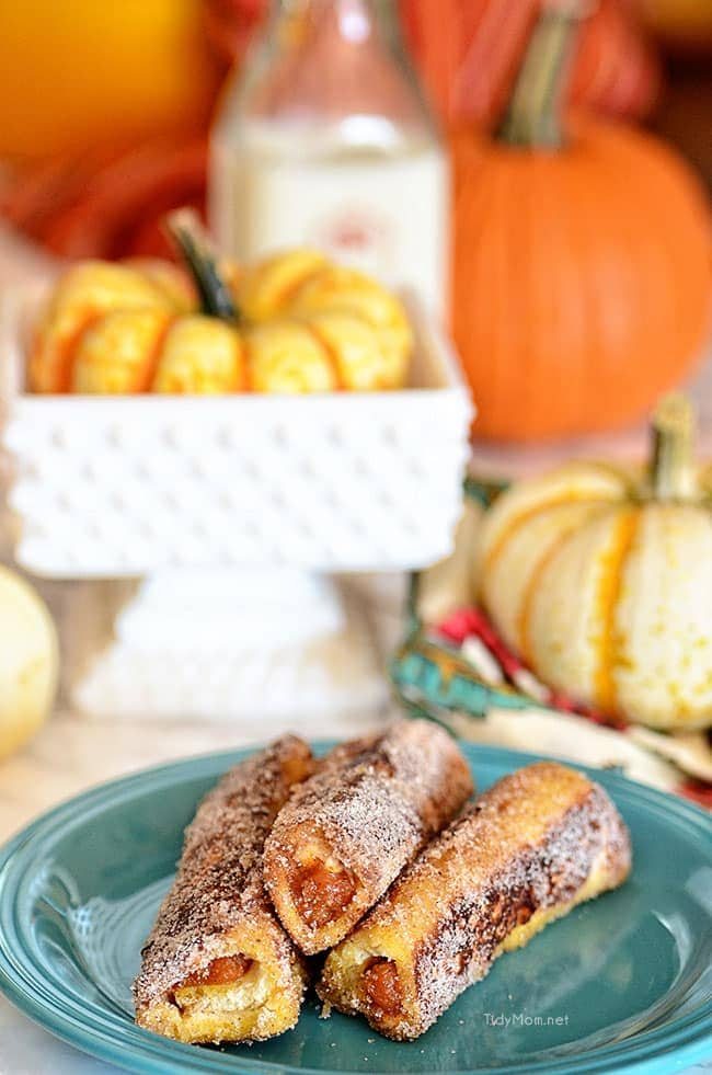 Walnut Pumpkin Pie French Toast Roll Ups. Recipe at cetcu.com