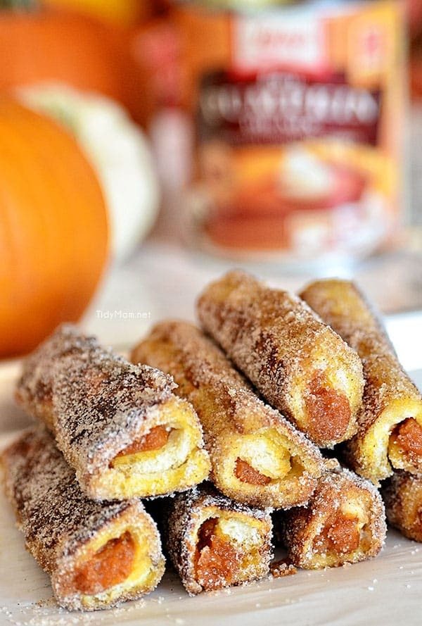 Walnut Pumpkin Pie French Toast Roll Ups. Recipe at cetcu.com