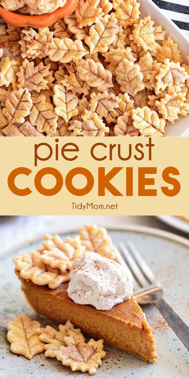 pie crust cookies photo collage with pumpkin pie