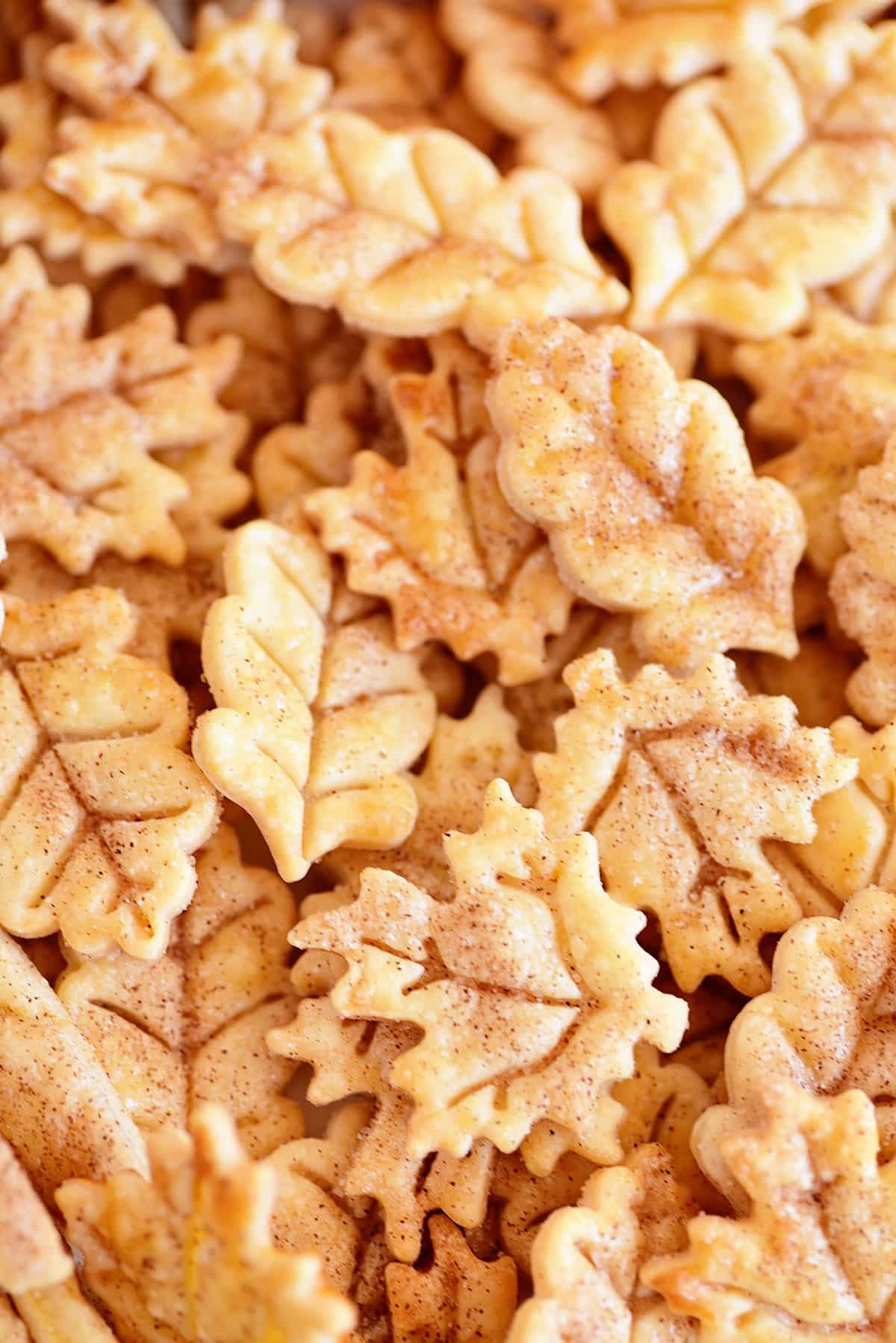 pile of leaf-shaped pie crust cookies
