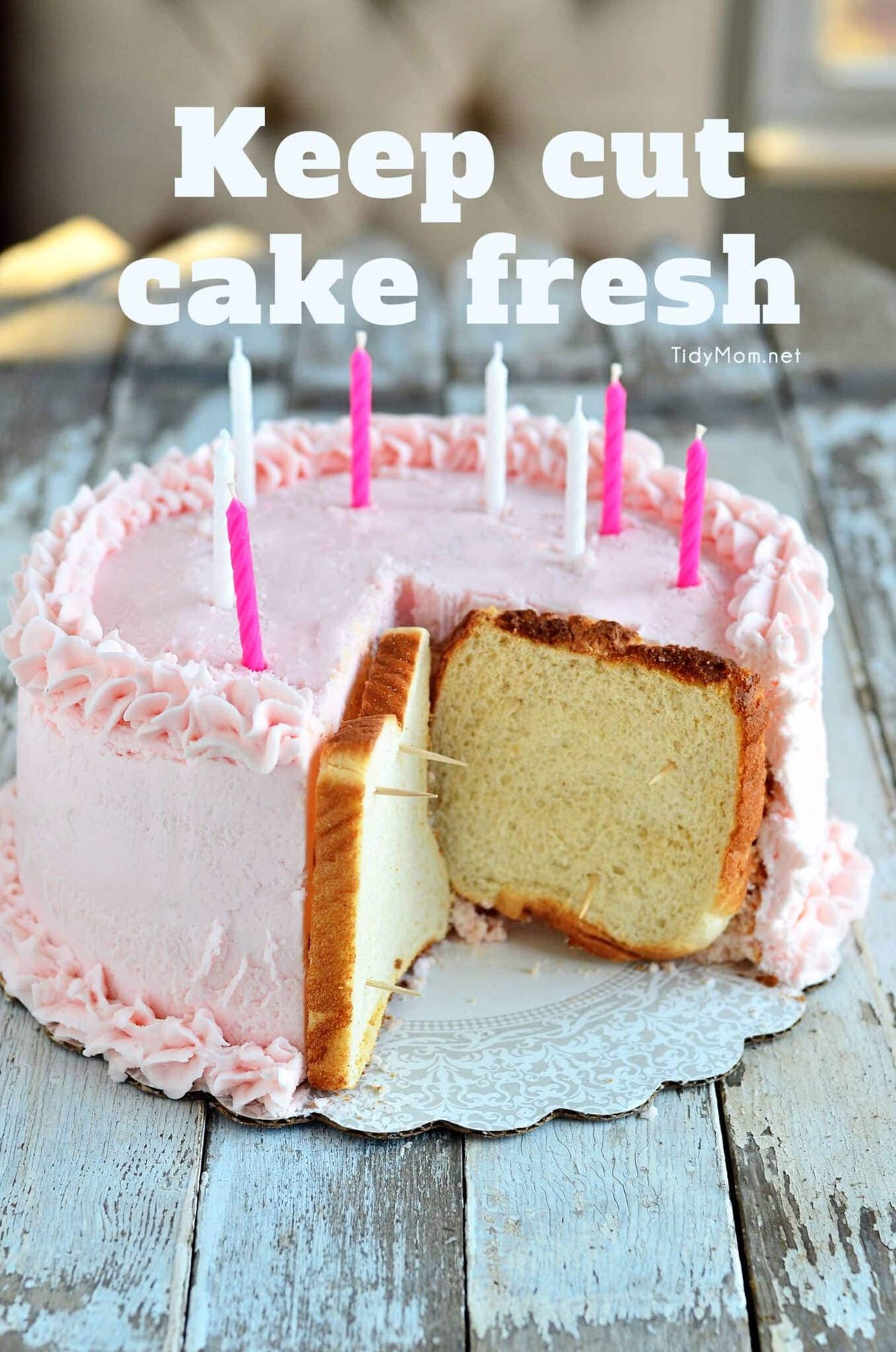 Keep cut cake fresh with sliced bread. Learn more + cake recipe at cetcu.com
