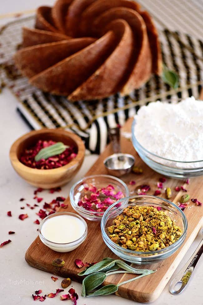 icing ingredients, including rose water