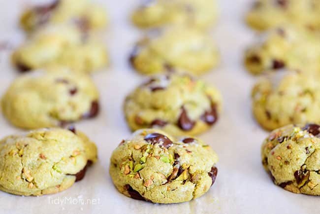 Pistachio cookies are sure to become a favorite! Perfect for St. Patricks Day, Easter, Christmas or any day. These deliciously soft pudding cookies are buttery and salty with dark chocolate chunks that pairs perfectly with chopped pistachios. I bet you can’t eat just one! Get the full printable recipe at cetcu.com