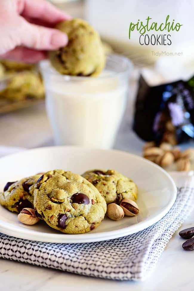 Pistachio Cookies with Dark Chocolate and Sea Salt