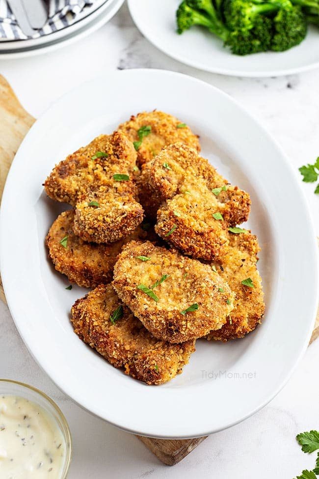 platter of crispy pork medallions