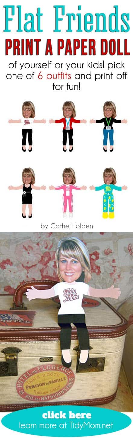 Flat Friends!! Print a Paper Doll of yourself or your kids! Pick one of 6 outfits and print off for fun! Learn more at cetcu.com (thanks to Cathe Holden for the fun idea!)