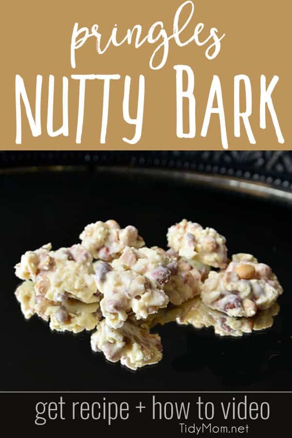You only need 3 ingredients to make Pringles Nutty Bark. It makes a great sweet and salty candy cluster. Perfect for holiday cookie trays, game night or any party as guests will devour them. It's super easy to put together and it makes a ton. Make a batch and share this sweet indulgence with your friends! Print recipe + video at cetcu.com