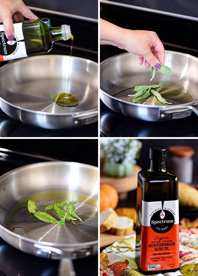 Fry fresh sage in Spectrum Olive Oil