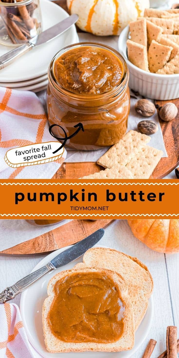 pumpkin butter in a jar and on a piece of bread