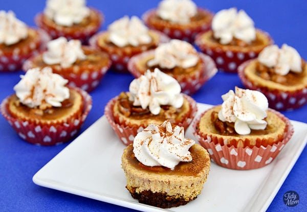 pumpkin cheesecake caramel pecan topping