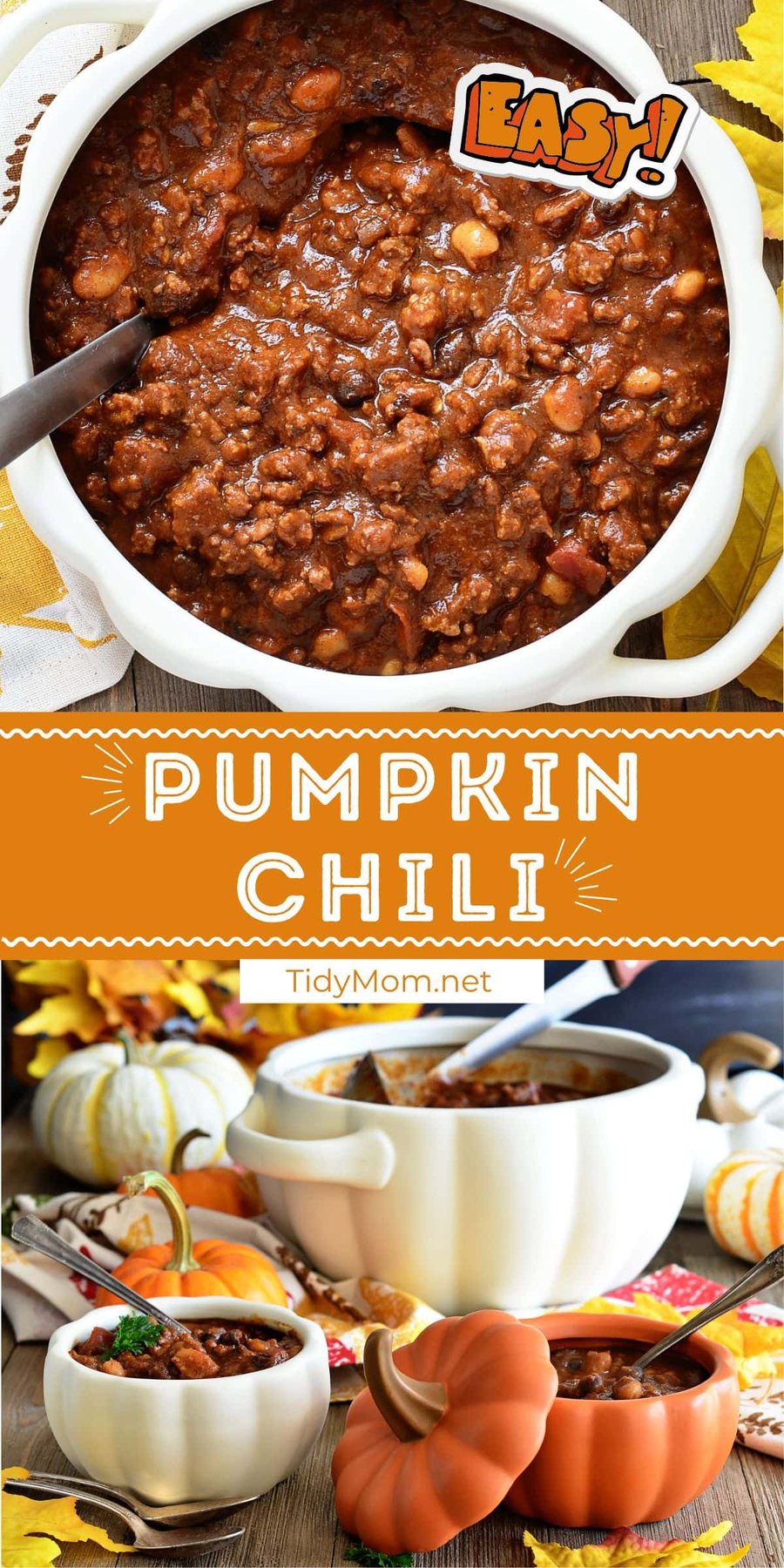 pumpkin chili served in pumpkin bowls