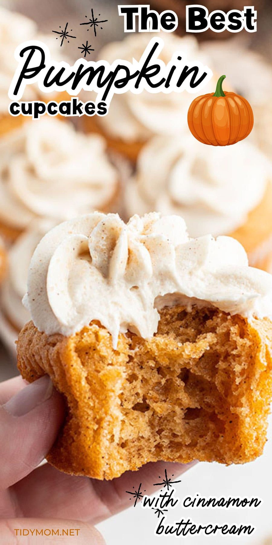 pumpkin cup cake with a bite missing