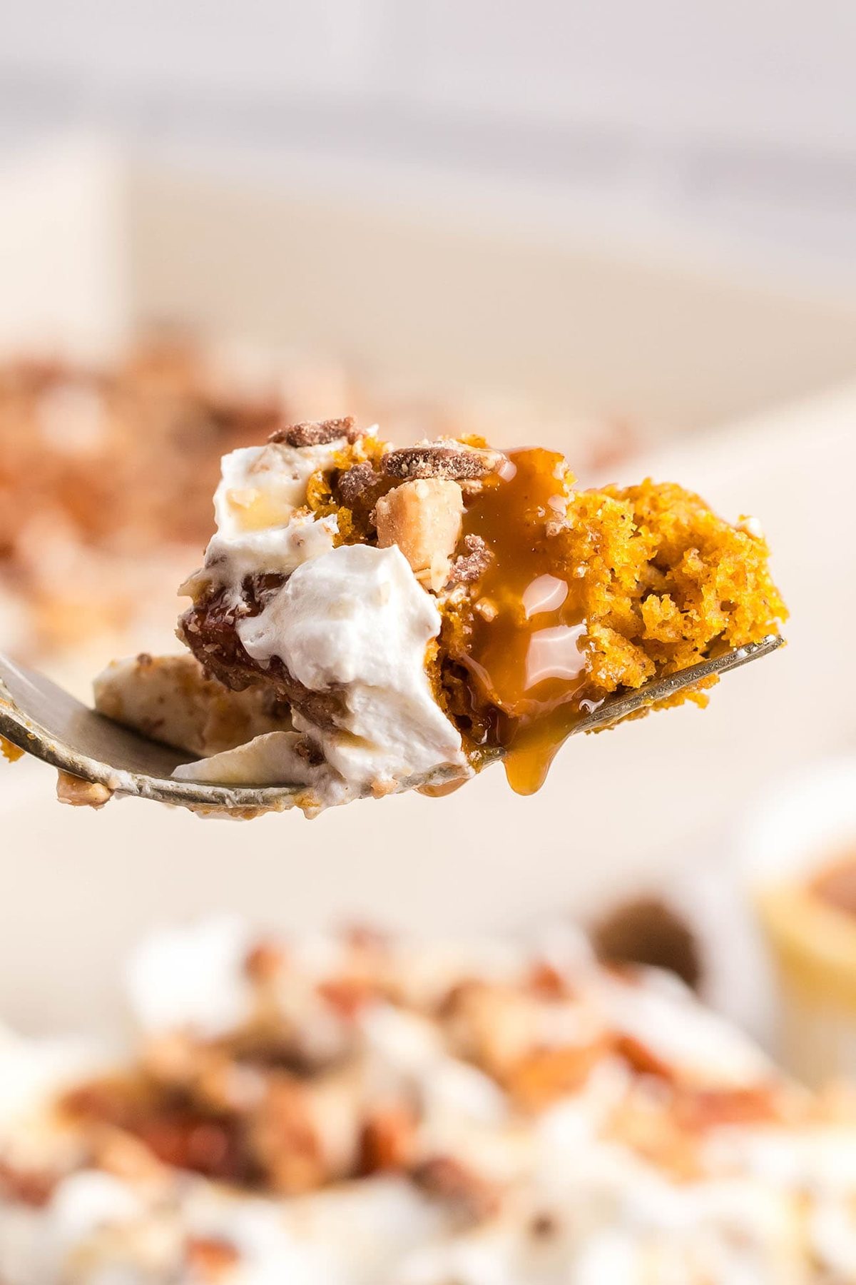 fork with a bit of pumpkin cake