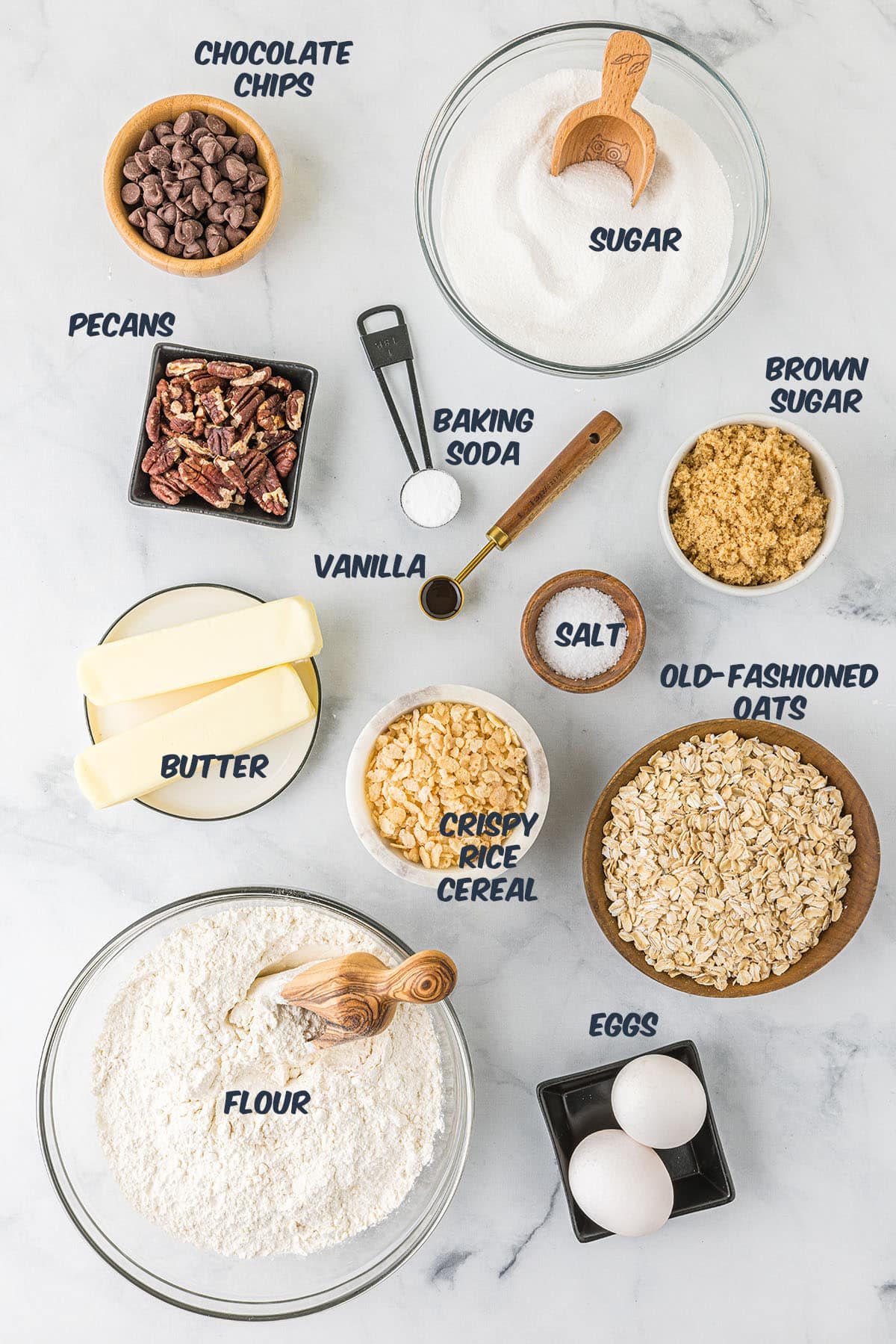 ingredients for making ranger cookies