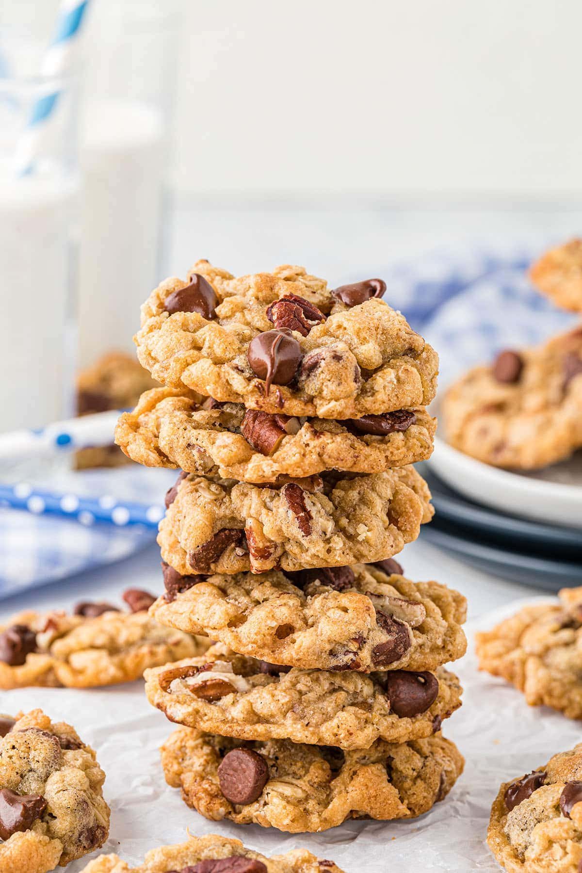 a stack of six ranger cookies