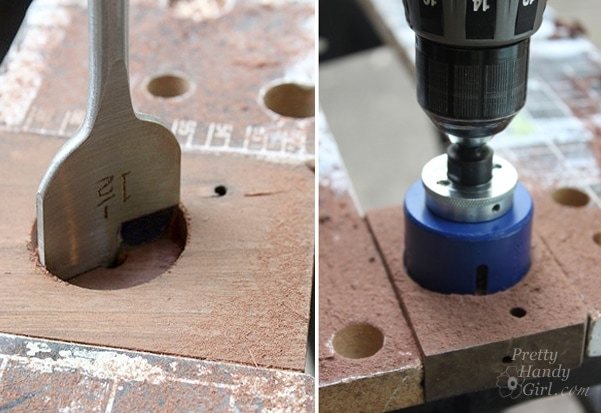 drill holes in shelf