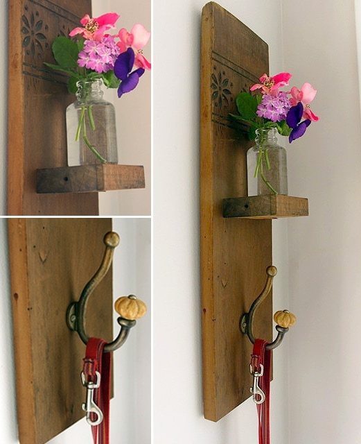 DIY Reclaimed Wood Sconce with Hook tutorial from Pretty Handy Girl at cetcu.com